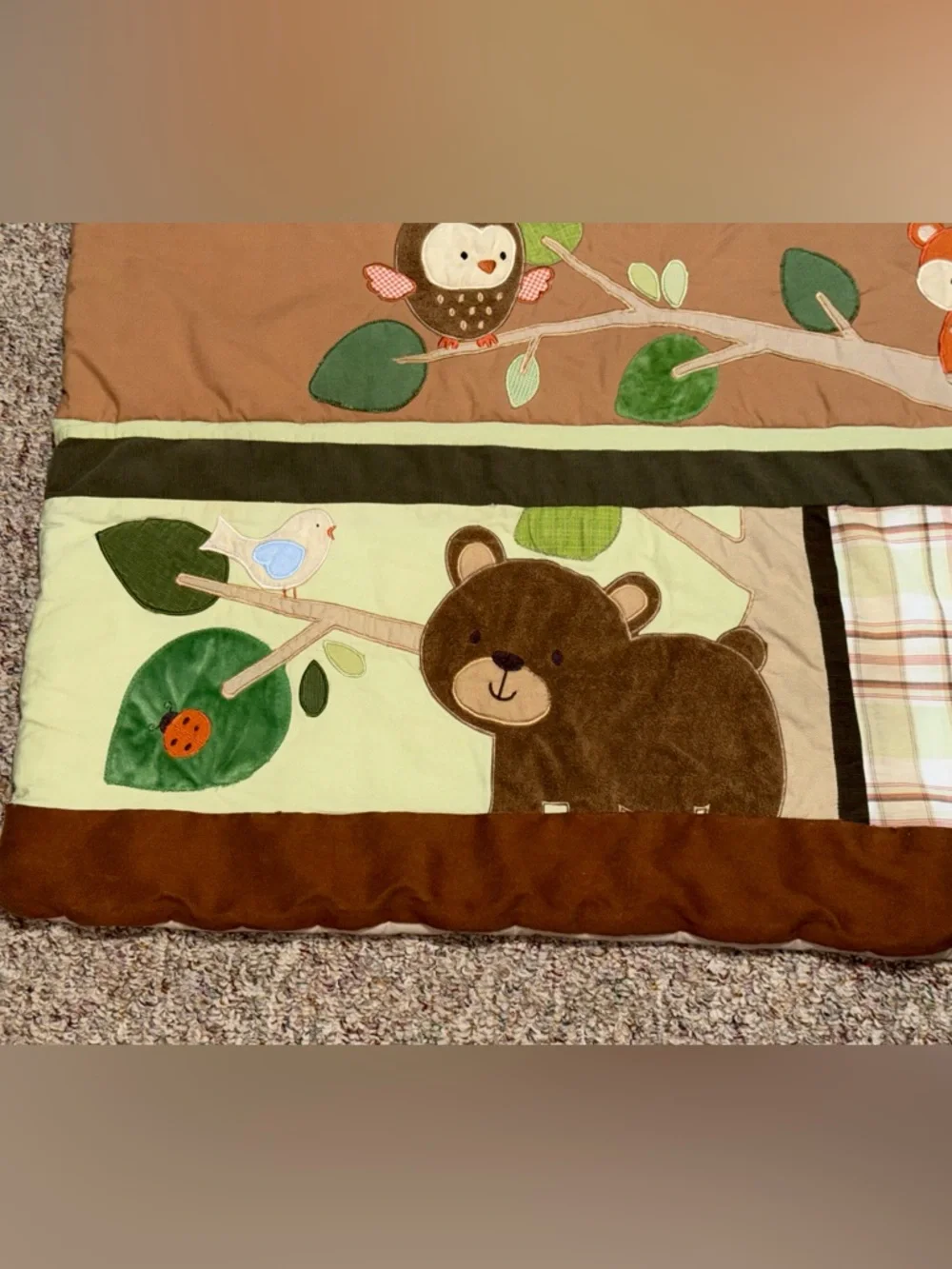 Plush Woodland Animal infant Quilt Brown & Green 50 x 35.5 bed‎ infant toddler